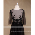 Mangas compridas Boho Beaded Black Wedding Dress